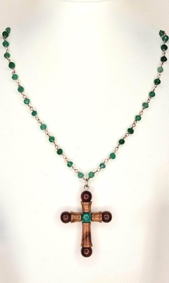 Cross from Olive and Purple Heart & Nevada Turquoise