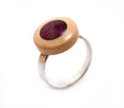 925 Sterling Silver, Maple Wood & Purple Heart Adjustable Opening Ring, very beautiful and easy to wear.